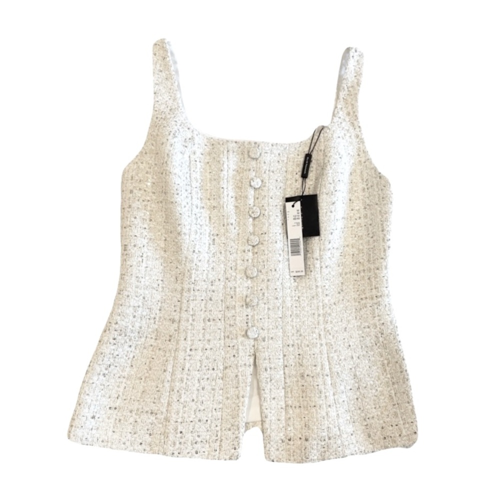 Host Pick! 💖🎊 Cream Sleeveless Sequin Top